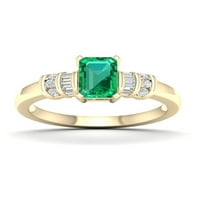 Imperial Gemstone 14K sárga aranyozott sterling ezüst smaragdot készített és fehér zafír női eljegyzési gyűrűt hozott