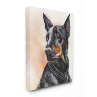 Stupell Industries Doberman kutya kedvtelésből tartott állati akvarell festmény vászon fali művészet, George Dyachenko