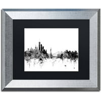 Védjegy Képzőművészet New York Skyline B & W vászon művészete, Michael Tompsett, fekete matt, ezüst keret