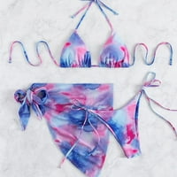 Njoeus Molett fürdőruha női fürdőruha női divat nyakkendő festett gradiens nyomtatás Fűzés osztott Bikini szexi női