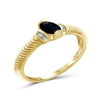 JewelersClub Sapphire Ring Birthstone ékszerek - 0. Karát -zafír 14K aranyozott ezüst gyűrűs ékszerek fehér gyémánt