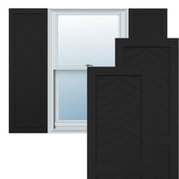 Ekena Millwork 15 W 79 H True Fit PVC Két panel Chevron modern stílusú rögzített redőnyök, fekete