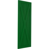Ekena Millwork 18 W 58 H True Fit PVC Egyetlen X-Board Farmhouse rögzített redőnyök, Viridian Green