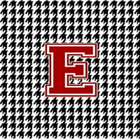 Houndstooth Fekete kezdeti E Monogram kezdeti kerti zászló CJ1021