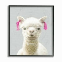 A Stupell Lakberendezési Kollekció Aranyos Kis Alpaka Pinktails Vászon Túlméretezett Keretes Giclee Texturált Művészet