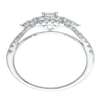 Carat T.W. Ragyogó finom ékszerek hercegnő vágott gyémánt eljegyzési gyűrű 10 kt fehéraranyban, 6. méret