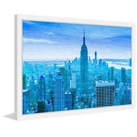 Blue NYC CityScape Keretes festménynyomtatás