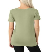 Módszer Női Rövid ujjú V-nyakú pólók prémium kényelmes alap napi csípő hosszúságú felsők NEWT Sage 2X