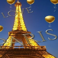 kék ég Szeretem Párizs eiffel-torony arany ballon kreatív üres folyóirat: kék ég Szeretem Párizs eiffel-torony arany