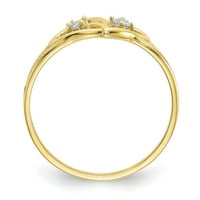 Primal arany karátos sárga arany polírozott dupla szív köbös cirkónium gyűrű