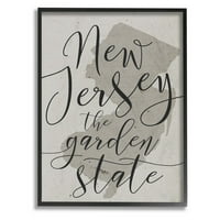 A Stupell Lakberendezési Gyűjtemény New Jersey Garden State Keretes Giclee Texturált Fal Művészet